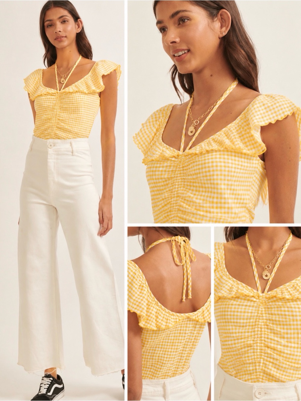 Promesa Yellow Gingham Ruffle Tie-Back Bodysuit (lighter yellow than here)
